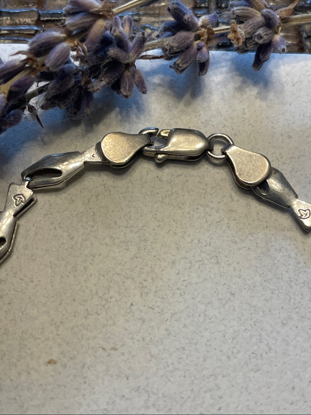 VINTAGE Italian Sterling Silver Star Link Bracelet - Picture 2 of 5